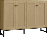 Sideboard Cabinet Rattan Doors Storage Console Farmhouse Natural Wood Unit