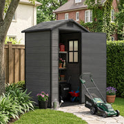 Grey Wood Grain Plastic Garden Shed 6x8 6x6 5x3 Outdoor Tool Bike Storage House