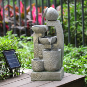 Solar Powered Garden Water Feature Outdoor Water Fountain Cascade with LED Light