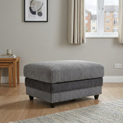 Corner Sofa Dino Jumbo Cord Suite 3 Seater 2 Seater Couch & Footstool Grey/Black
