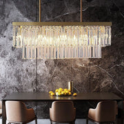 Crystal Dining Room Island Pendant Lamp Long Chandeliers Rectangle Ceiling Light