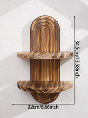 Boho Geometric Wooden Wall Shelf Floating Display Rack Home Decor Plant Shelf UK