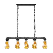5 Light Kitchen Island Pendant Linear Farmhouse Modern Pipe Lamp Lighting
