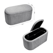 Grey Ottoman Seat Toy Storage Box Velvet Footstool Pleated Detail Bench Pouffe