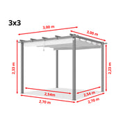 Pergola 3x3 3x4 m canopy garden gazebo pavilion retractable roof steel frame