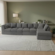 Corner Grey Jumbo Cord 6-7 Seater Modular Sofa with Spacious Footstool Included