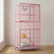 Cat Cage Wheels Metal Wire Cat Kennel Easy Pet Care Housing