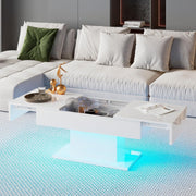 High Gloss LED Coffee Table Cocktail Center Table Modern Living Room Rectangle