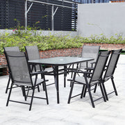 Metal Garden Dining Set Glass Parasol Table And Chairs 4-6 Seater Outdoor Dining