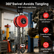 2 Ton 2000Kg Chain Block & Tackle Engine Lifting Hoist Pulley 3M Cable