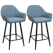 Set of 2 Bar Stools PU Leather Seat Bar Chair for Home Breakfast Kitchen Counter