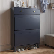 Modern Freestanding Shoe Cabinet Organizer with 2 Flip & 1 Pull-Out Drawers New
