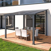 3 x 3m Wall Mounted Pergola Outdoor Aluminium Gazebo Patio Lean to Awning Deck