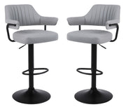SET OF 2 PLUSH BAR STOOLS, GAS LIFT, BREAKFAST KITCHEN BAR PADDED ARMS & BACK
