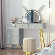 Dressing Table with LED Light Mirror Vanity Desk Makeup Table 5 Drawers Cabinet