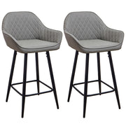 Set of 2 Bar Stools PU Leather Seat Bar Chair for Home Breakfast Kitchen Counter