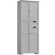 Kitchen Pantry Cabinet Tall Storage 4 Door 2 Drawer Shelves Organizer White Unit