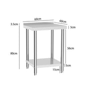 2-5ft Commercial Stainless Steel Food Prep Work Table Bench Kitchen Unit Cabinet