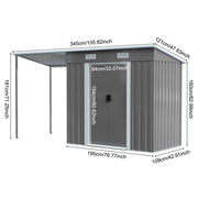 Metal Garden Shed 8 X 6, 8 X 8, 8 X 10 ft Storage Shed House with Extended Roof