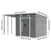 Metal Garden Shed 8 X 6, 8 X 8, 8 X 10 ft Storage Shed House with Extended Roof