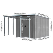 Metal Garden Shed 8 X 6, 8 X 8, 8 X 10 ft Storage Shed House with Extended Roof