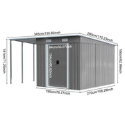 Metal Garden Shed 8 X 6, 8 X 8, 8 X 10 ft Storage Shed House with Extended Roof