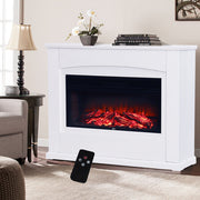Electric Fireplace LED Log Fire Flame White Surround Standing Heater Set 30/34''