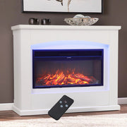 Electric Fireplace LED Log Fire Flame White Surround Standing Heater Set 30/34''