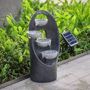 Solar Powered Garden Water Feature Outdoor Water Fountain Cascade with LED Light