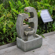 Solar Powered Garden Water Feature Outdoor Water Fountain Cascade with LED Light