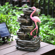 Solar Powered Garden Water Feature Outdoor Water Fountain Cascade with LED Light