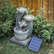 Solar Powered Garden Water Feature Outdoor Water Fountain Cascade with LED Light