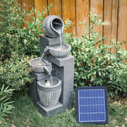 Solar Powered Garden Water Feature Outdoor Water Fountain Cascade with LED Light