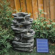 Solar Powered Garden Water Feature Outdoor Water Fountain Cascade with LED Light