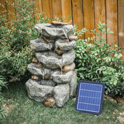 Solar Powered Garden Water Feature Outdoor Water Fountain Cascade with LED Light