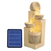 Solar Powered Garden Water Feature Outdoor Water Fountain Cascade with LED Light