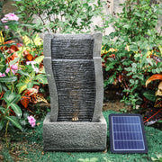 Solar Powered Garden Water Feature Outdoor Water Fountain Cascade with LED Light