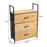 Wood Chest of Drawer Canvas Storage Cabinet Metal Frame Bedroom Office Organiser