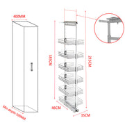 6 TIERS 300MM/400MM KITCHEN CABINET LARDER PULL OUT SOFT CLOSE UNIT 1850-2150MM