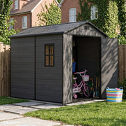 Grey Wood Grain Plastic Garden Shed 6x8 6x6 5x3 Outdoor Tool Bike Storage House