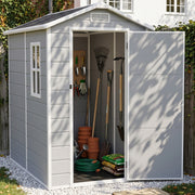 Grey Wood Grain Plastic Garden Shed 6x8 6x6 5x3 Outdoor Tool Bike Storage House
