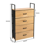 Wood Chest of Drawer Canvas Storage Cabinet Metal Frame Bedroom Office Organiser
