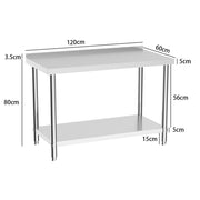 2-5ft Commercial Stainless Steel Food Prep Work Table Bench Kitchen Unit Cabinet