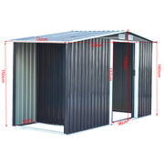 Garden Shed Apex Roof Metal Storage 8X8,10X8 Tool House with Firewood Log Store