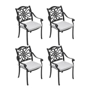3/5Pcs Cast Aluminum Bistro Set Garden Furniture Dining Table & Cushioned Chairs