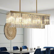 Crystal Dining Room Island Pendant Lamp Long Chandeliers Rectangle Ceiling Light