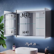 Bathroom Mirror Cabinet with LED Lights Shaver Socket Demister 3 Colors 1000x600