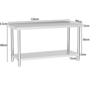 2-5ft Commercial Stainless Steel Food Prep Work Table Bench Kitchen Unit Cabinet