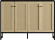 Sideboard Cabinet Rattan Doors Storage Console Farmhouse Natural Wood Unit