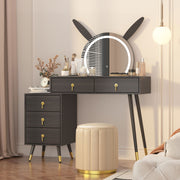 Dressing Table with LED Light Mirror Vanity Desk Makeup Table 5 Drawers Cabinet